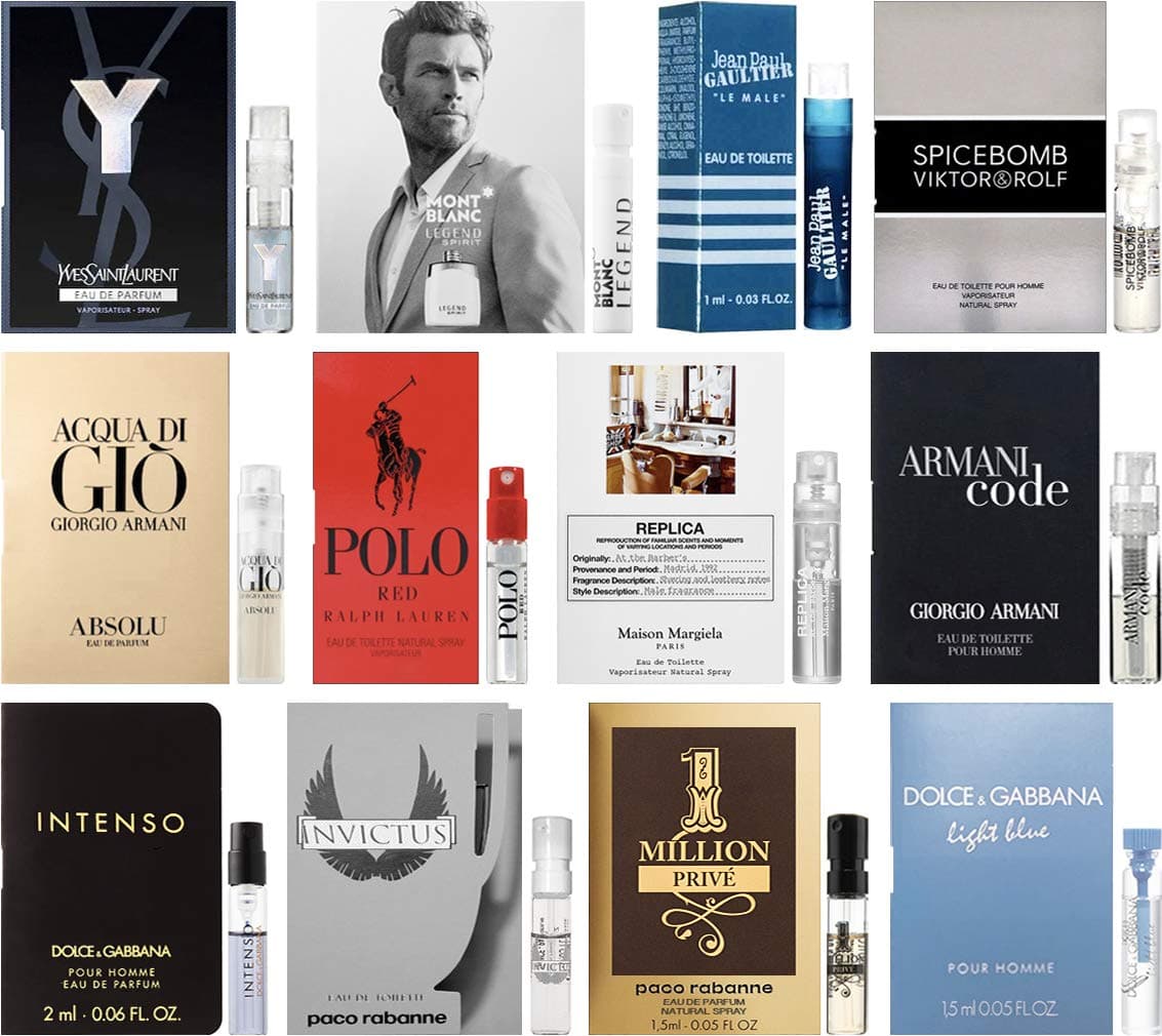 Cologne Sampler Pour Homme - High End Designer Fragrance Samples For Men (A - Pack of 12 Sample Vials)