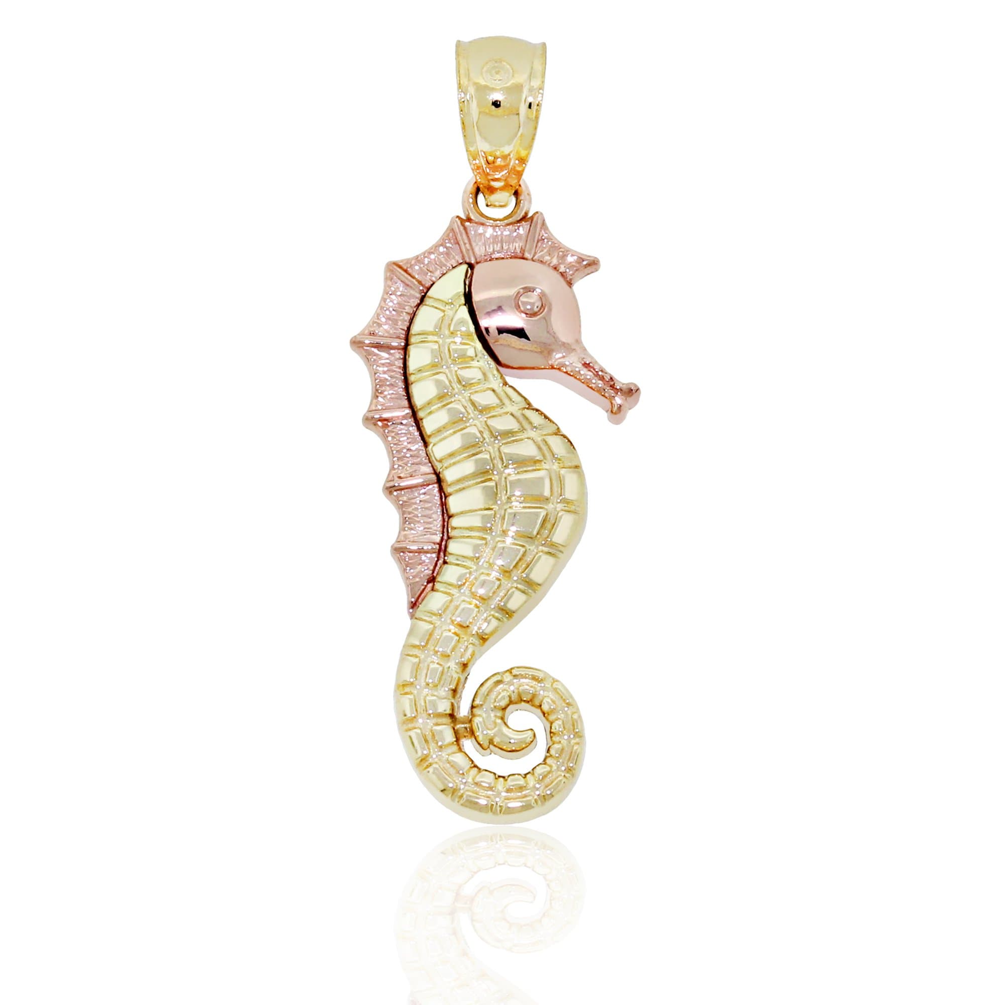 Charm AmericaGold Two Tone Seahorse Charm - 10 Karat Solid Gold - Seahorse Pendant