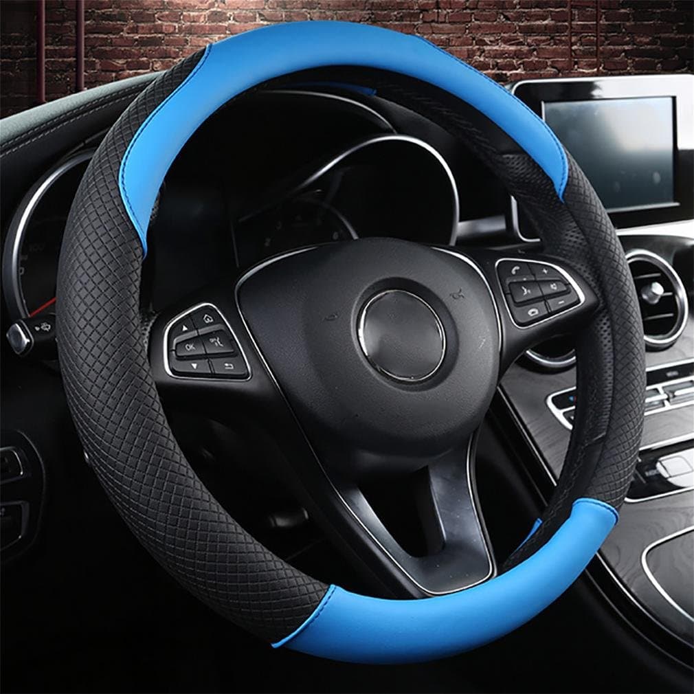 LPY-OHF Silicone Auto Car Steering Wheel Cover Universal 38CM/15''Elastic Protection Cover Black
