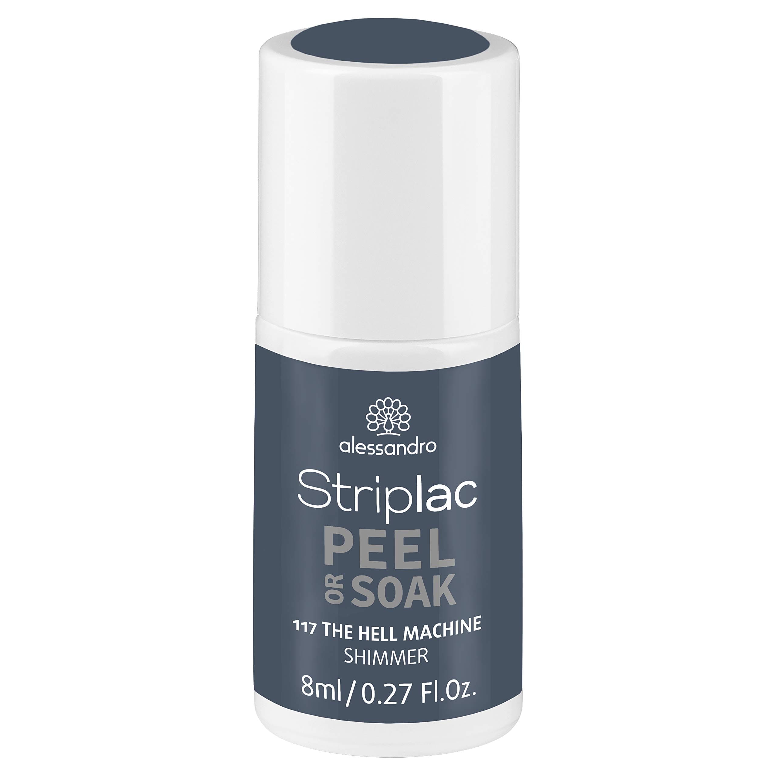 alessandro Striplac Peel or Soak Vegan The Hell Machine - UV Nail Polish in Shimmering Blue/Grey - For Perfect Nails in 15 Minutes 8 ml