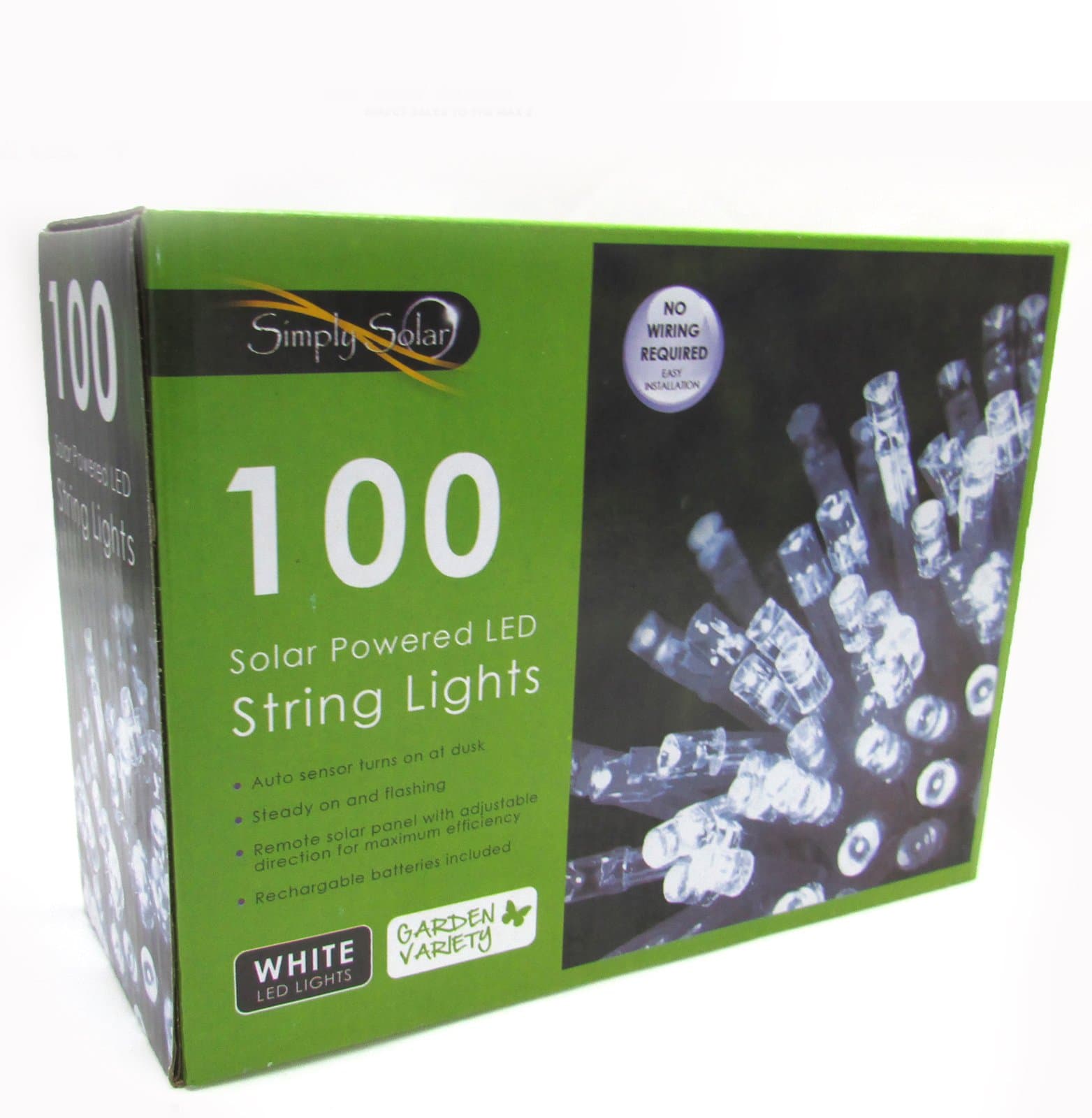 100 Solar Powered LED White string Lights Outdoor Garden Fairy Lights topiary ball lights
