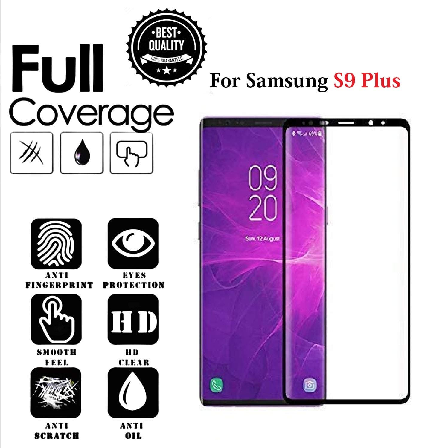 JGDWORLD Edge to Edge Full Screen Coverage with HD Clearance Premium Quality tempered Glass for Samsung Galaxy S9 Plus