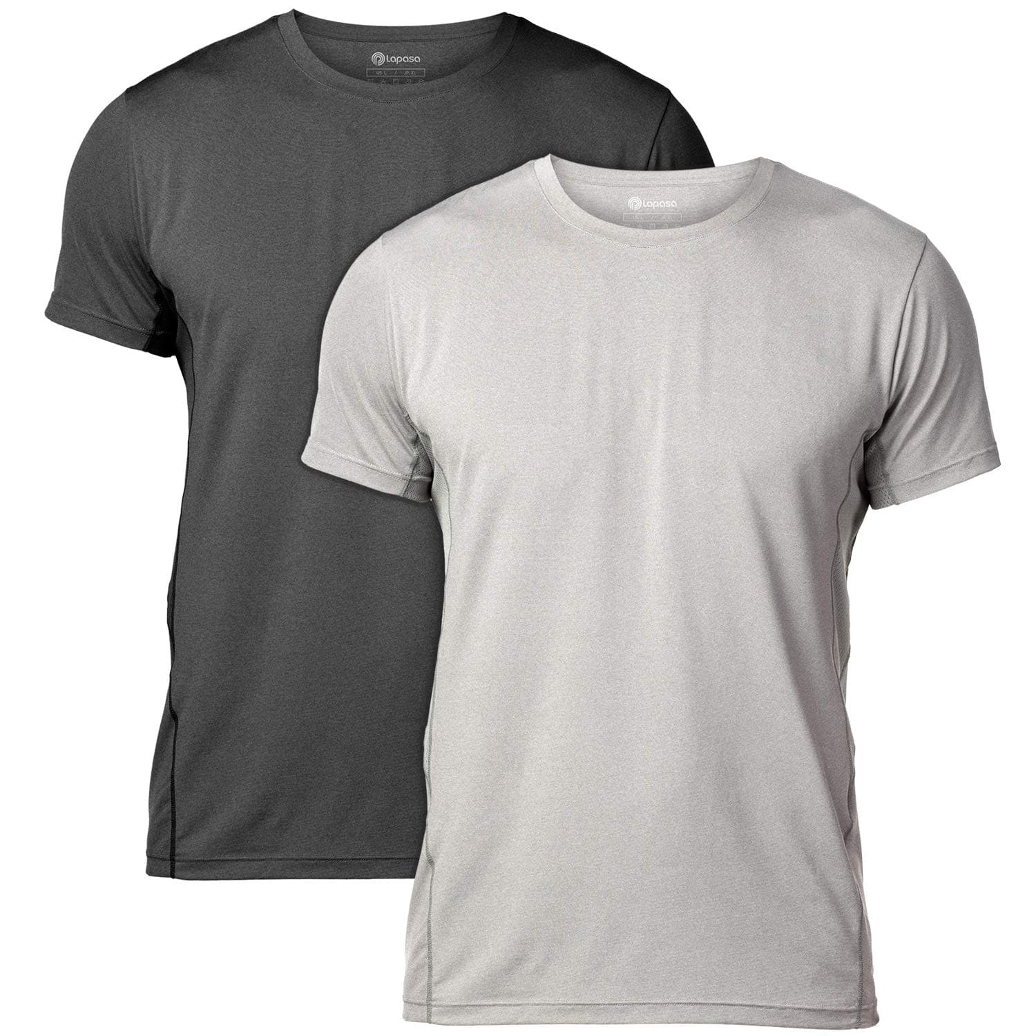 LAPASA Men’s Short Sleeves T-Shirt 1 Pack & 2 Pack Quick Dry Sports Essential Tee Shirt Crew Neck Undershirt with Anti-Odour Technology for Running Exercise Workout Gym Tops M15,M44