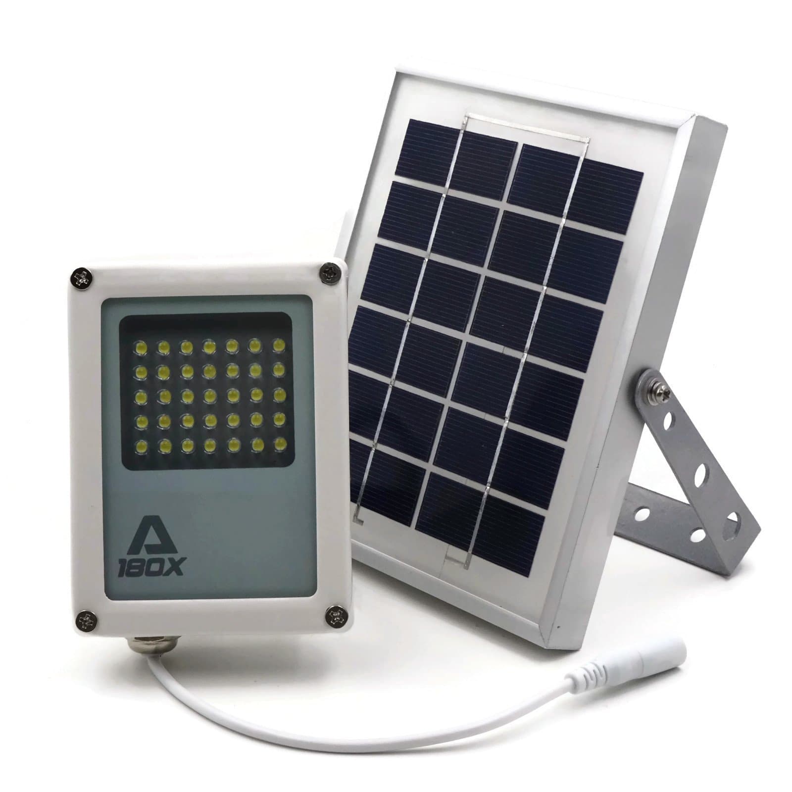 Alpha 180X Flood Light as Solar Security Floodlight and Area Lighting for All Night Lighting at Farm Area, Yard, Home Garden, Remote Cabin, Alley, Public Assest with Danger Warning Signs