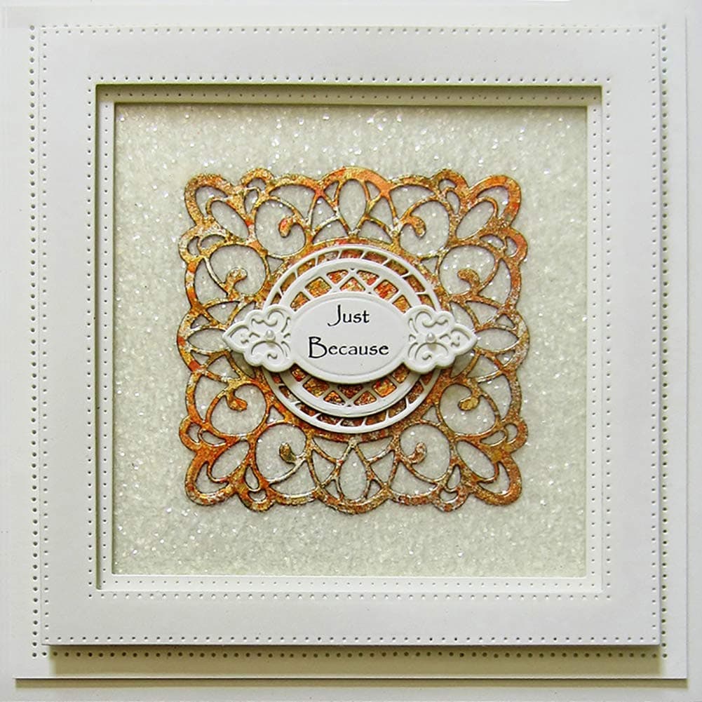 zmigrapddn Cutting Dies,Square Background Frame Pattern Embossing Cutting Dies Tool Stencil Template Mold Card Making Scrapbook Album Paper Card Craft,Metal