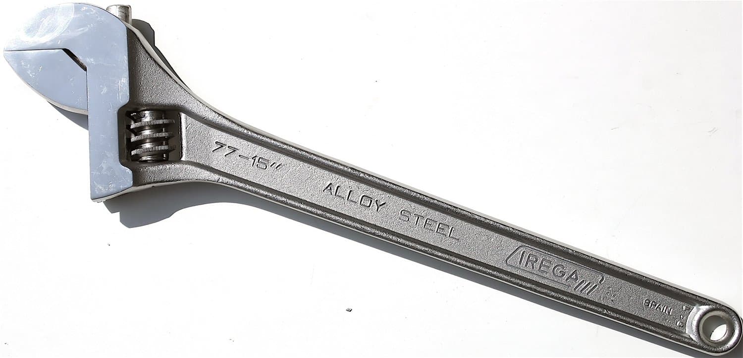 Irega 15" Adjustable Wrench, Triple-Chrome Finish, 77-15