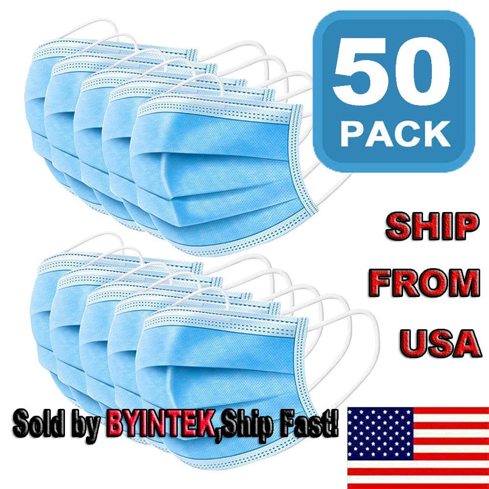 50 Pieces Ship from USA Disposàble Earloop Face Màsks,Level 3 Respiràtor Màsks,Disposàble 3-Layer Màsks Universal