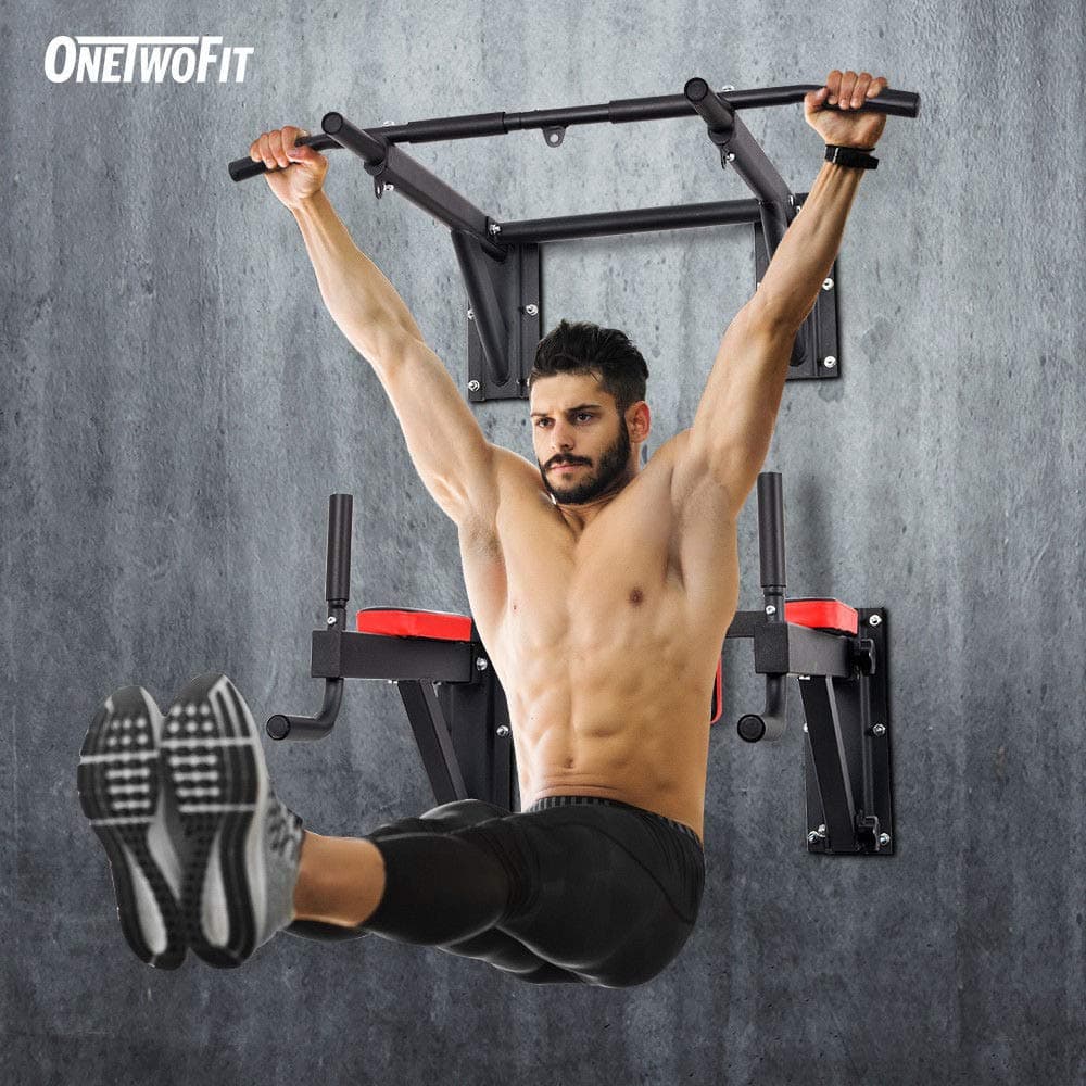 OneTwoFit Dip Station Chin Up Bar Power Tower Pull Push Home Gym Fitness