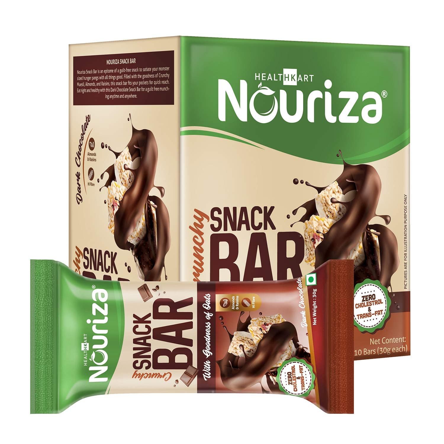Nouriza Snack Bar, 10 Piece(s)/ Pack (Dark Chocolate)