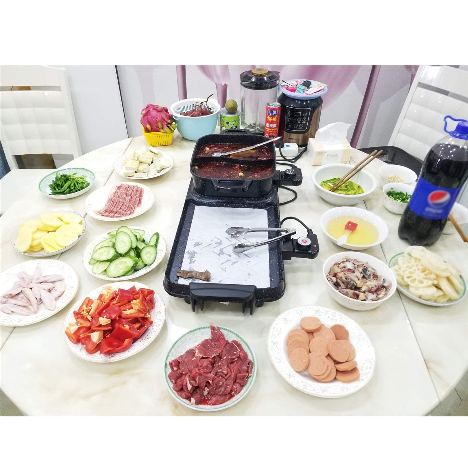 WSC Smokeless Grill Indoor, One Detachable Pan Fried Kebab Machine Korean Household