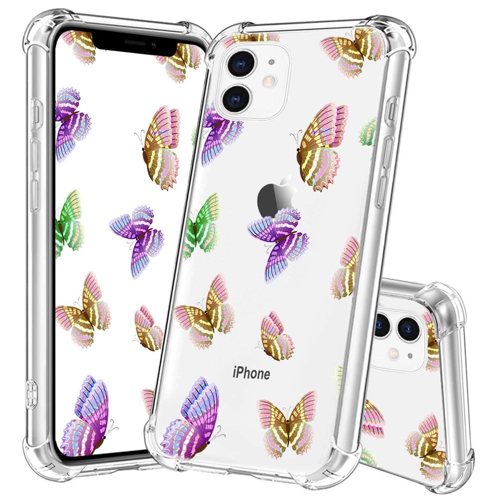 YESPURE iPhone 11 6.1" Case,Colorful Butterfly Design Printed Slim Crystal Clear TPU Air Cushion Anti-Shock Cover Protective Case for iPhone 11 6.1" - Colorful Butterfly 02#
