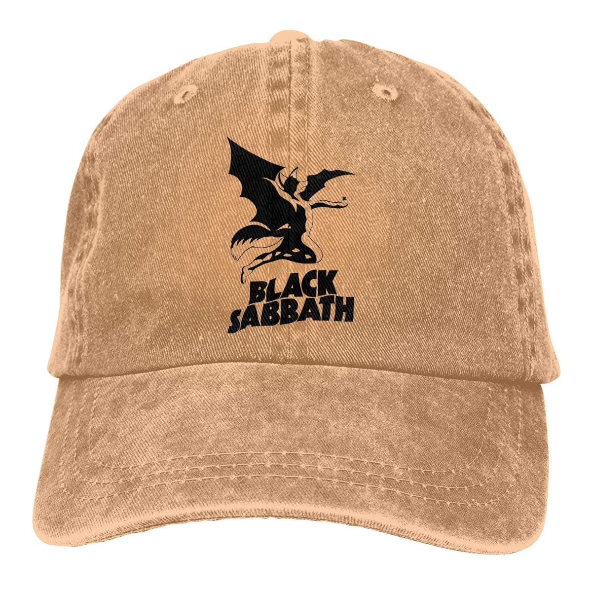 DADAJINN Black Sabbath Devil Logo Adjustable Walk Cotton Washed Denim Hat Gray