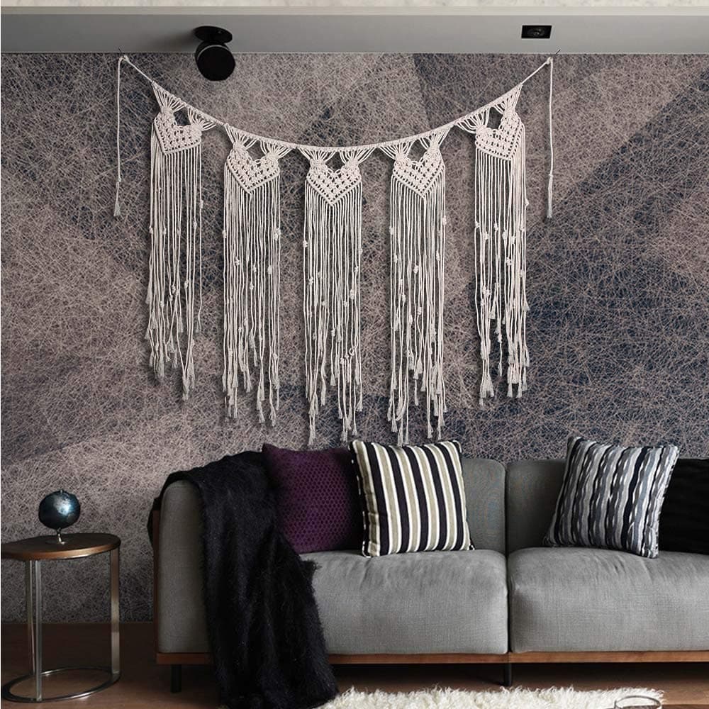 Niustyle Large Macrame Wall Hanging Boho Wedding Hanger Curtain Banner Bohemian Handmade Woven Wall Decor Home Decoration for Baby Nursery Gallery Apartment Bedroom Living Room (Ecru 40"W X 30"L)