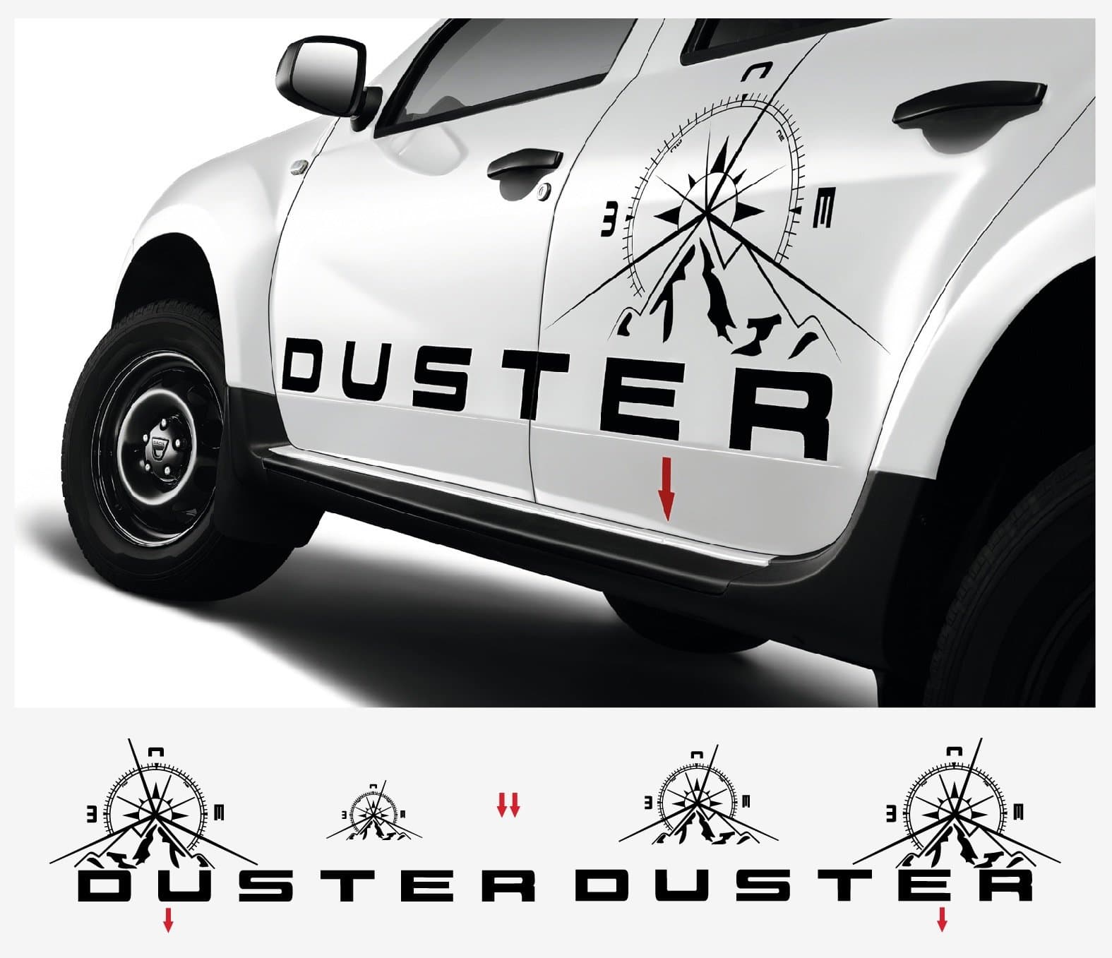 Dacia Duster decal racing stripe komplet set (black)
