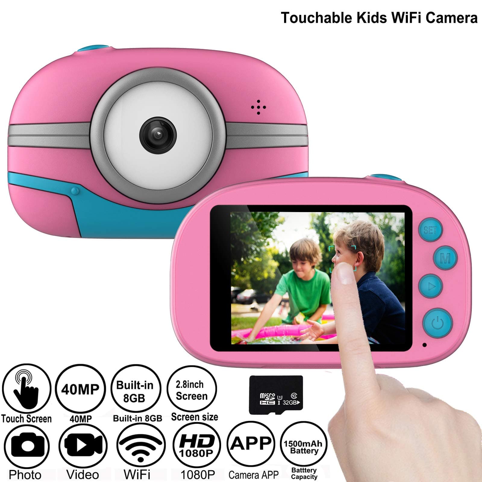 Gurmoir Touchable Kids Camera, 2.8 Inch Touch Screen Children Camera.Best Gifts for Boys/Girls.40MP HD 1080P Kids Video Camcorder (with 32GB Micro SD Card)