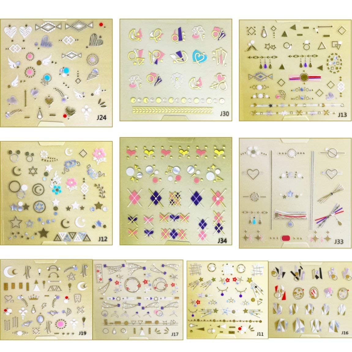 Spestyle 10 sheets 3D Summer Nail Decals Stickers, Self-adhesive Tips DIY Nail Art Design