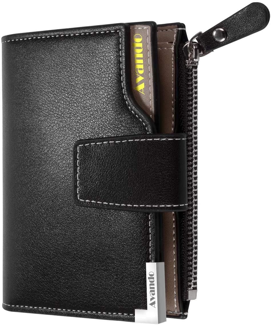 Mens Wallet, Slim Front Pocket Leather Wallets for Men Bifold Zipper Men's Wallet Coin Pocket/Pouch (Black)