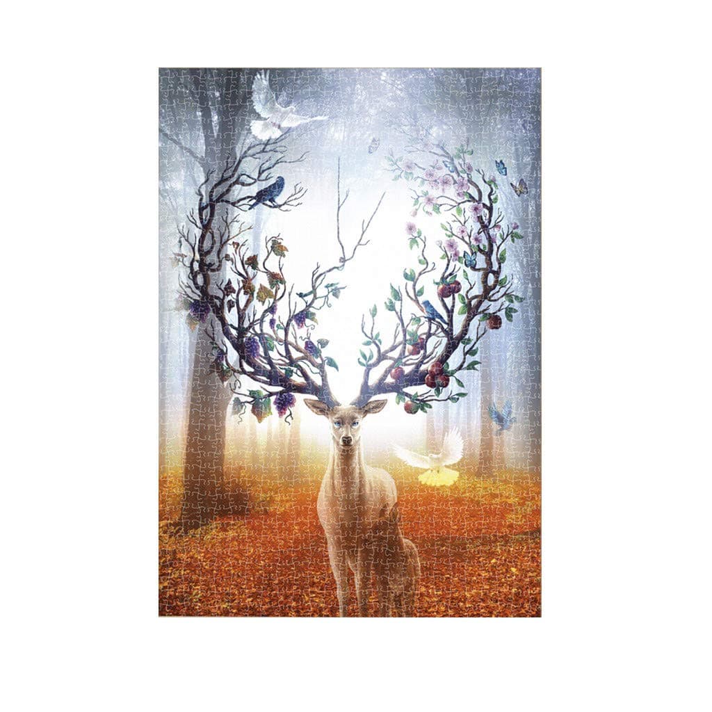 Allywit 1000 Pieces Puzzles Jigsaw Puzzles Floor Puzzle Intellectual Game Learning Education Decompression Toys for Adults Kids - Forest Elk - Best Gift (Multicolor)