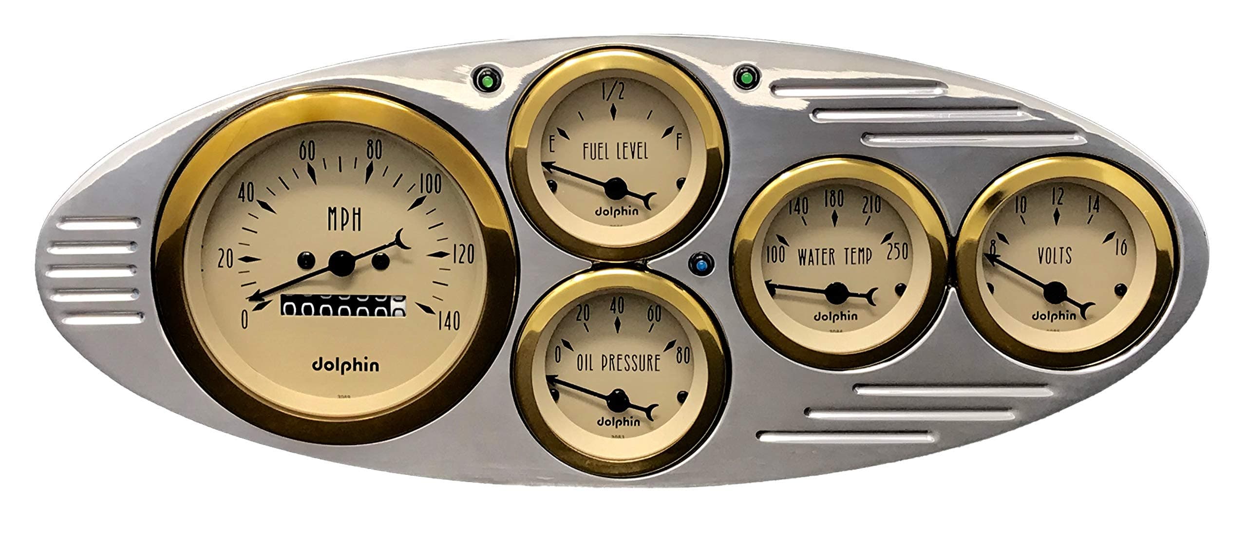 Compatible with 1932 Ford Car 5 Gauge Dash Cluster Panel Set Mechanical Gold