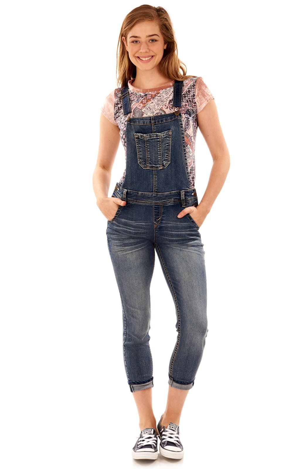 Women's Juniors Plus-Size Stretch Skinny Overalls