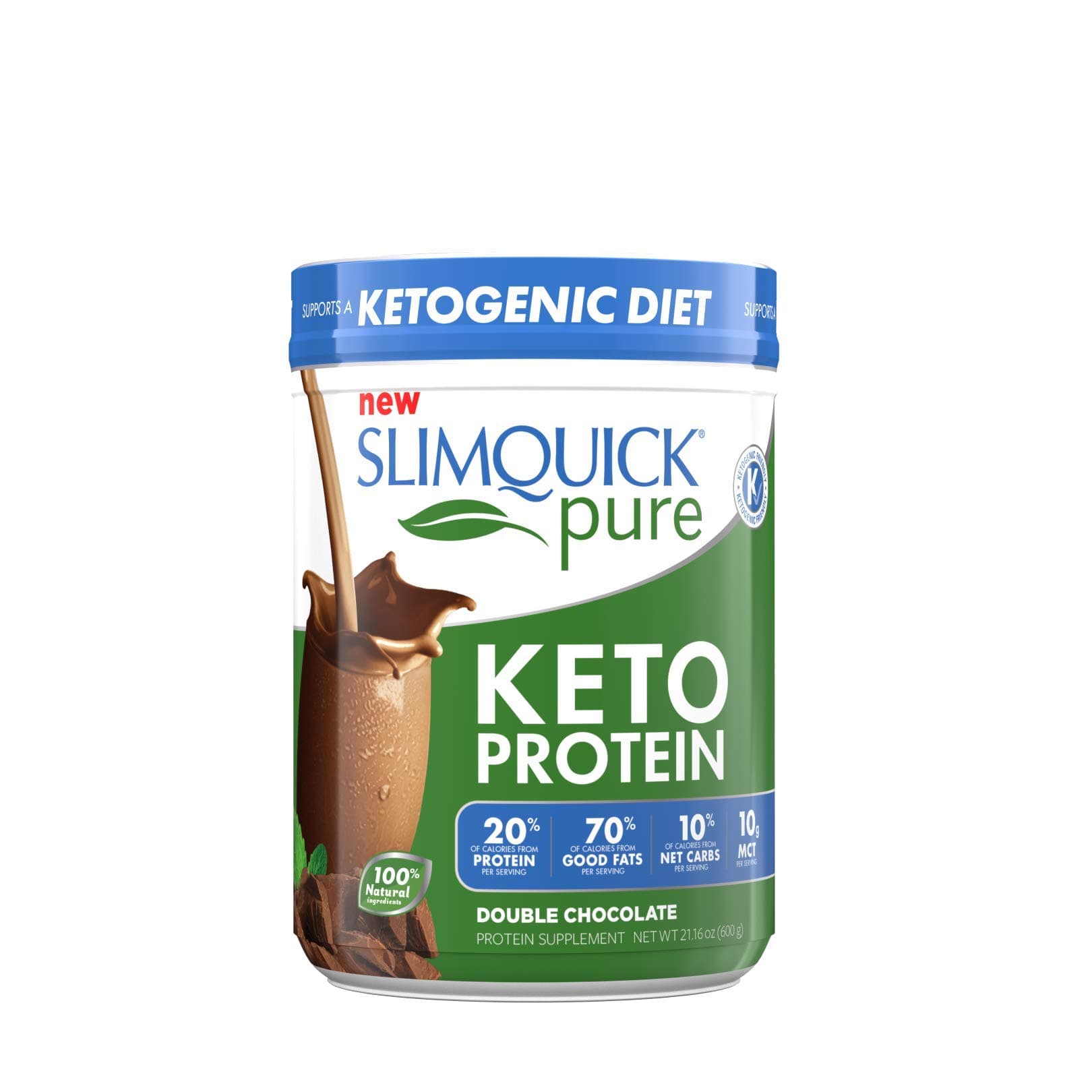 SLIMQUICK Pure Keto Protein, 600 g, Double Chocolate, 600 Gram