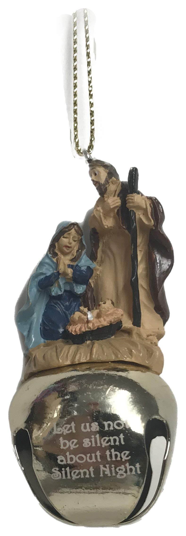 Christmas Let Us Not Be Silent About The Silent Night Bell with Holy Family - 2.5 inch Resin Ornament