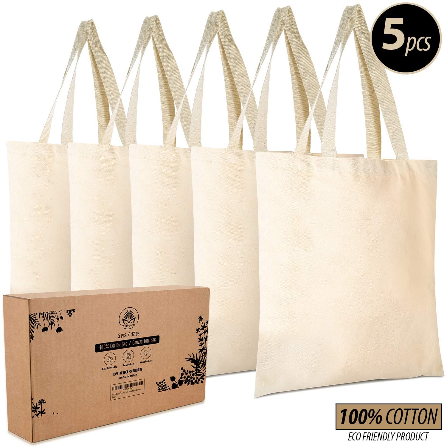 KIKI Green 5 Blank Canvas Tote Bag Bulk With Inner Pocket Tote Bag With Zipper For Diy Project Perfect For Personalization Heat Transfer Vinyl Project