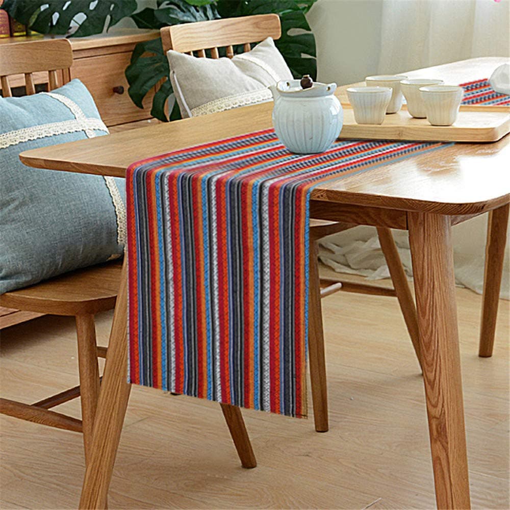 QueenDream Mexican Table Runner Handwoven Table Runners 14"x108" for Mexican Party Wedding Decorations Outdoor Picnic Decorative 10pcs Ballons