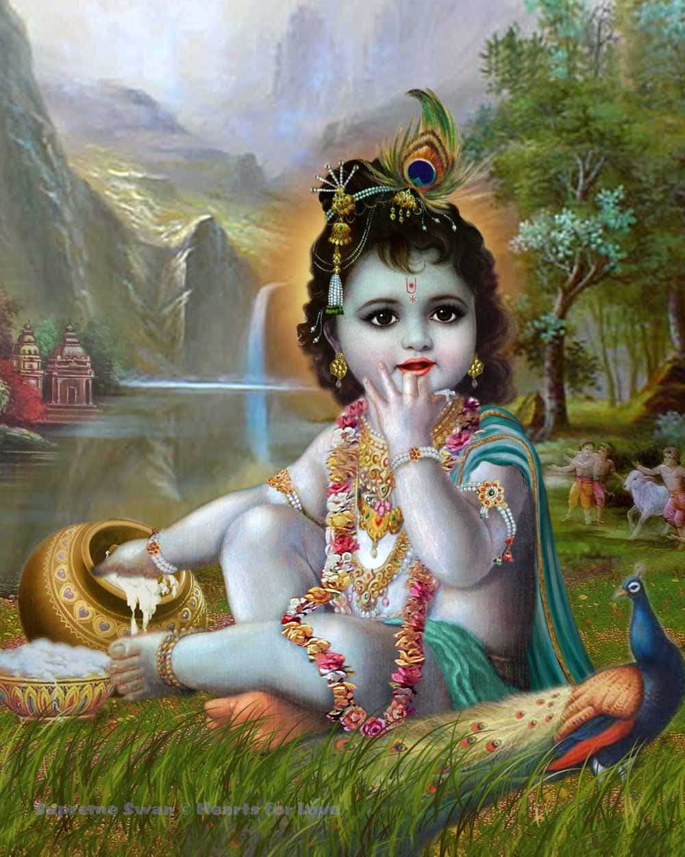 Supreme Swan Baby Krishna Art Print - Available in Several Sizes