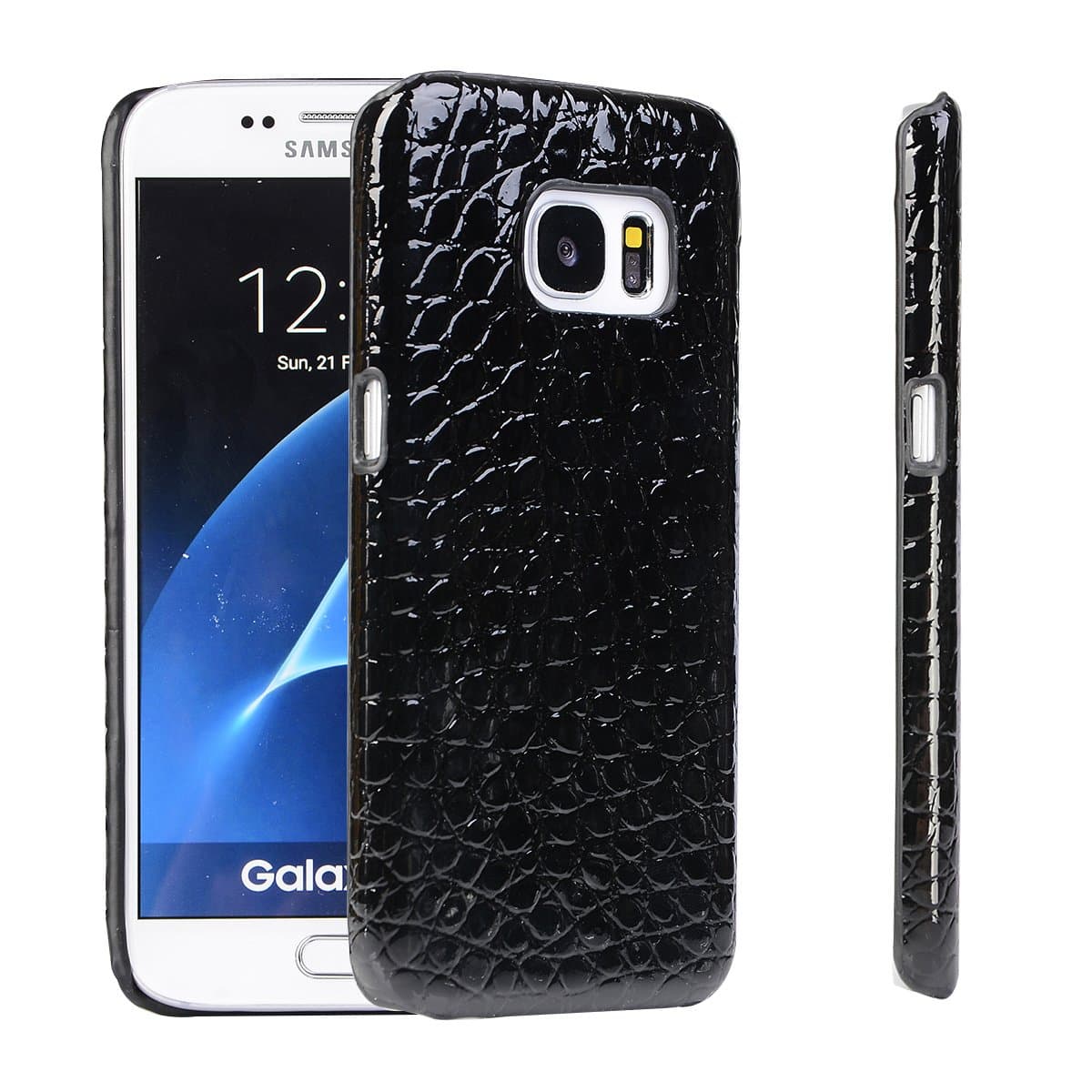 Samsung Galaxy S7 Case,Galaxy S7 Black Case,CAFOODUN [Classic Series] Luxury Premium Imitation alligator skin Leather Case Back Cover with [Ultra Slim] for Samsung Galaxy S7