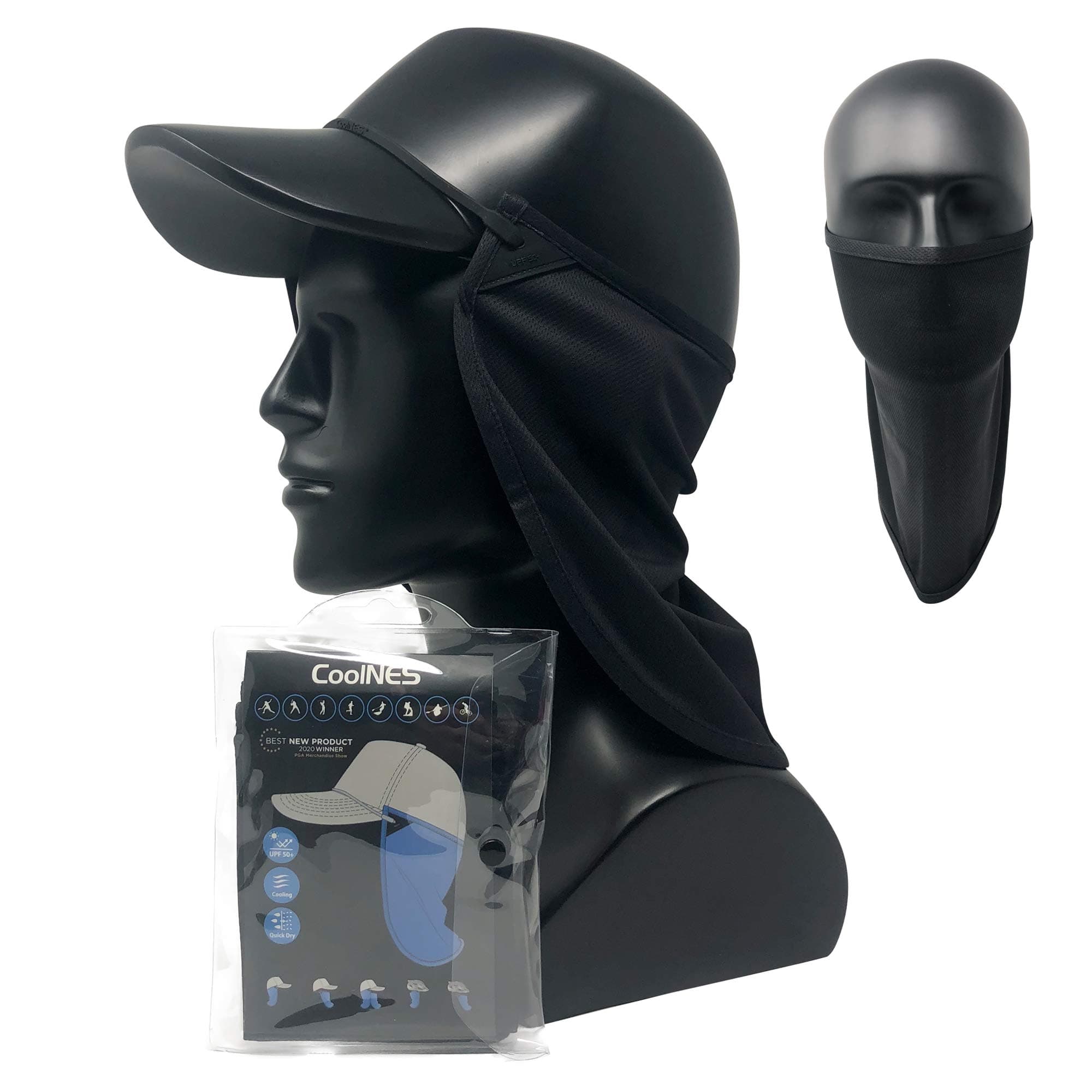 CoolNES UV Face Mask or Neck Sun Shield | 1 Product 2 Uses | Removable Universal Fit Headband + Flap | Cap | Hat | Bike | Ski | Hard Hat Helmets UPF 50+ Patented Multifunctional Headwear