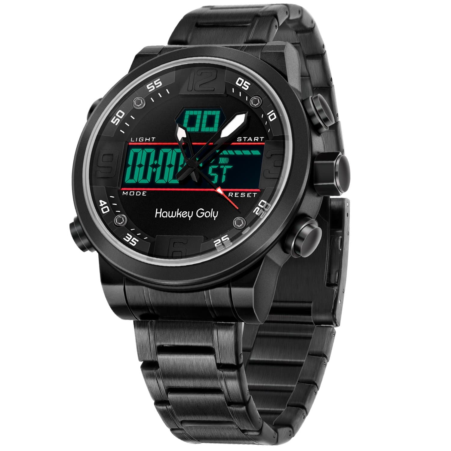 Hawkey Goly Waterproof Quartz Leather Watch for Men Date Display Chronograph Sport Analog Watch with Genuine Leather Band Mens Gift