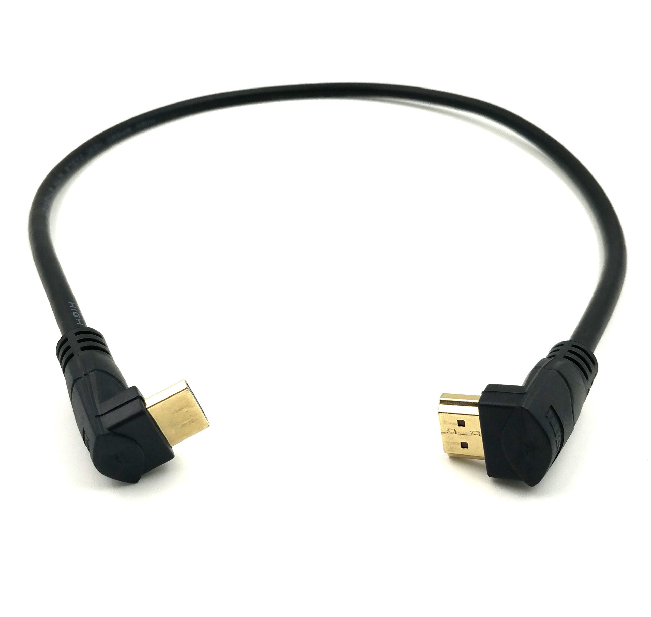 Maxhood 90 Degree HDMI 2.0 Cable, 2Ft / 60cm 4K HDMI Male to Male Upward Angle to Downward Angle Cable Gold Plated High Speed Short HDMI Cable 60Hz, 4K 2K (M/M Up-Down)