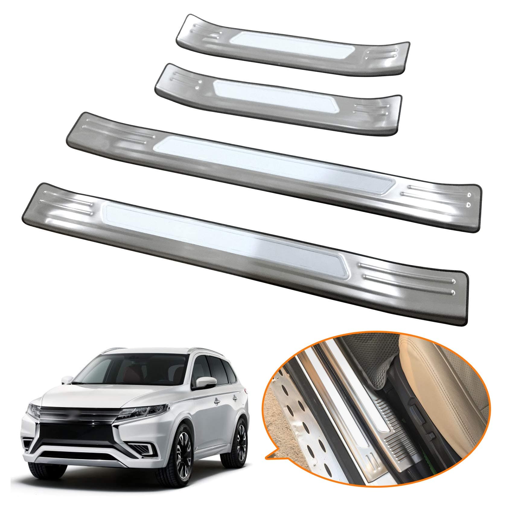 Toryea 4 Door Outer Sill Scuff Plate Guard Sills Protector Fit Mitsubishi Outlander 2016 2017 2018 2019