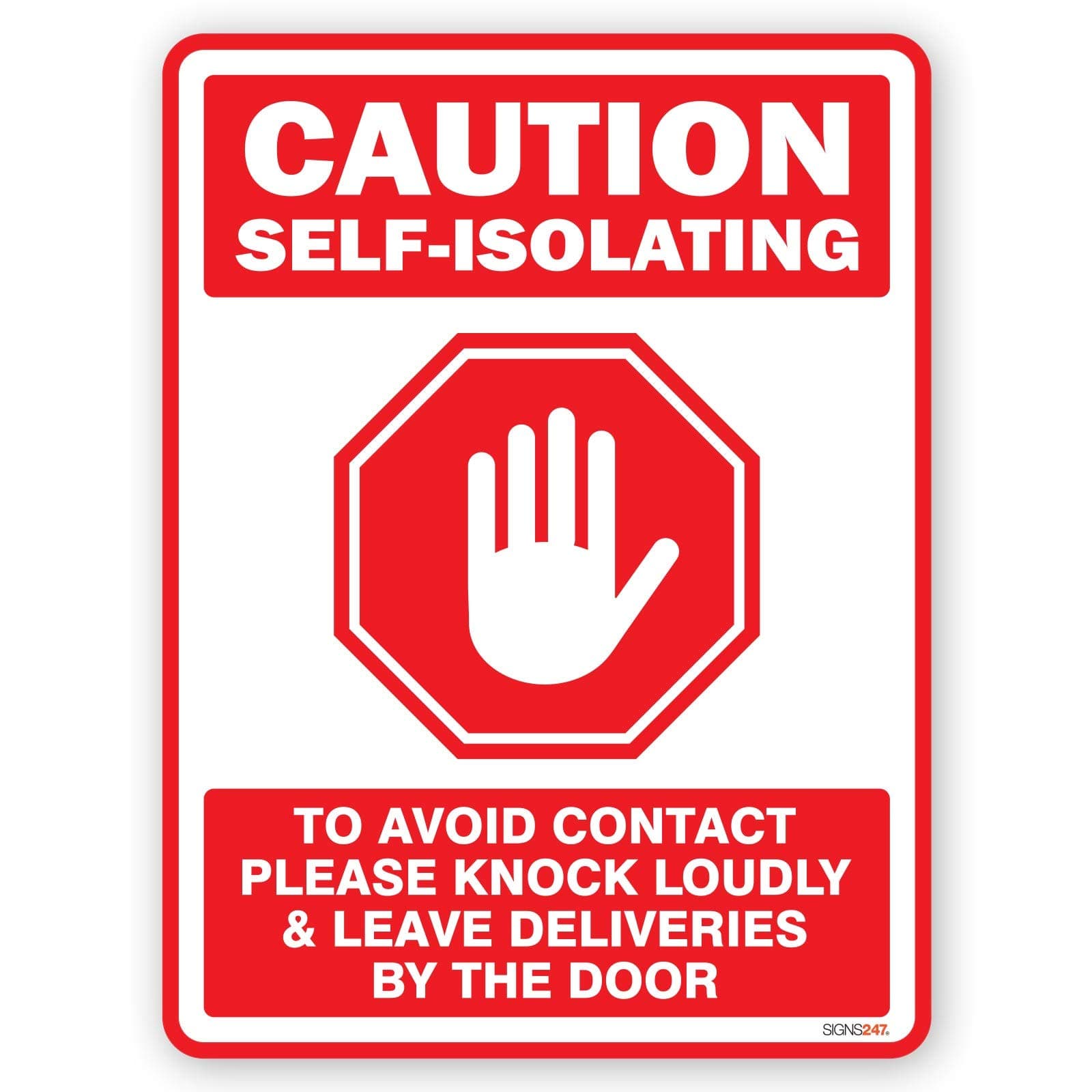 Caution Self Isolating Door Window Vinyl Waterproof Warning Sticker Decal