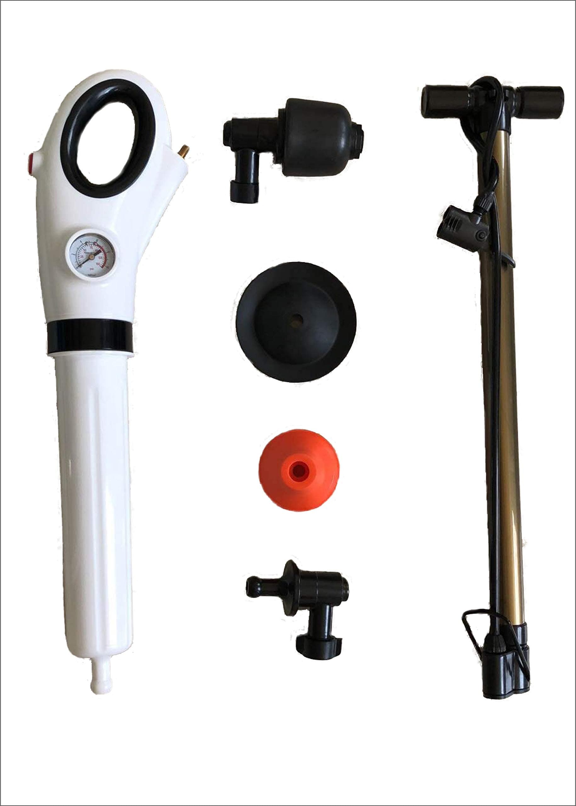 Labdhi Creation ABS Plastic, Silicone Multifunctional Inflatable Pipe Plunger Air Pressure Pump Drain Toilet Sink Cleaner Kit (White)