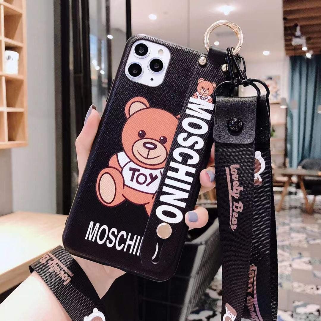 HeavenBird iPhone11 Pro Max case Anti-Fall Cartoon Cute Beautiful Lanyard Wristband Holder iPhone case (Many Toy Bear, iPhone 11 Pro Max)