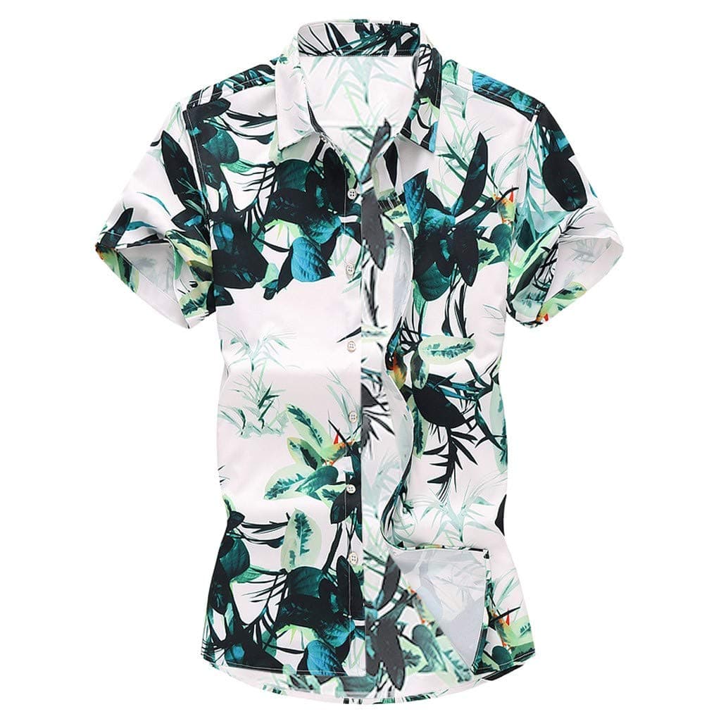 Pingtr Men T Shirts,Men Casual Summer Printed Button Short Sleeve Hawaiian T-Shirt Top Blouse