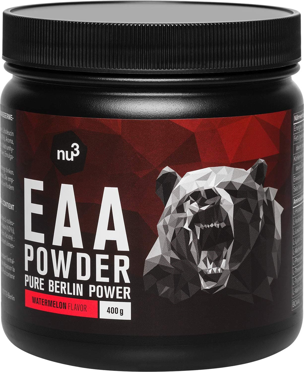 nu3 EAA Powder - All 3 BCAA's + 5 More Essential Amino acids - to Increase Strength & Energy During The Workout - with Leucine, Isoleucine & Valine - Fast Muscle Absorption - 400 g Watermelon Flavour