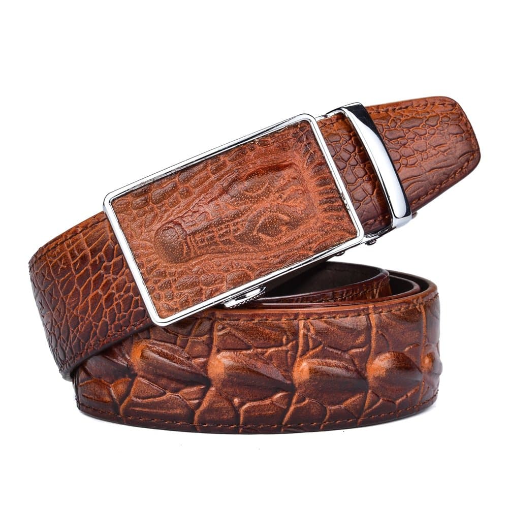 RADYMAN Crocodile Pattern Belt Leather Men Genuine Leather Belt Automatic Buckle
