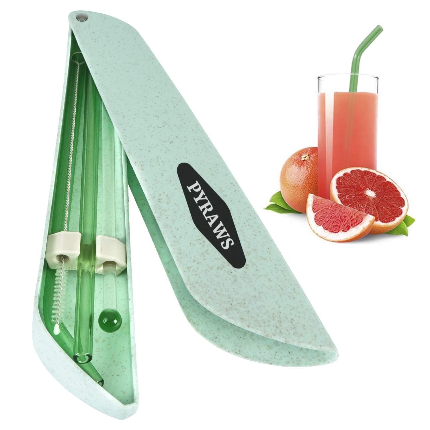 Glass Smoothies Straws Bubble Tea | 8 inch x 8 mm, Cleaning Brush, Portable Case, Healthy, Shatter Resistant, Hot Drinks, Travel Straw Set | Reusable Drinking Straw Case Set