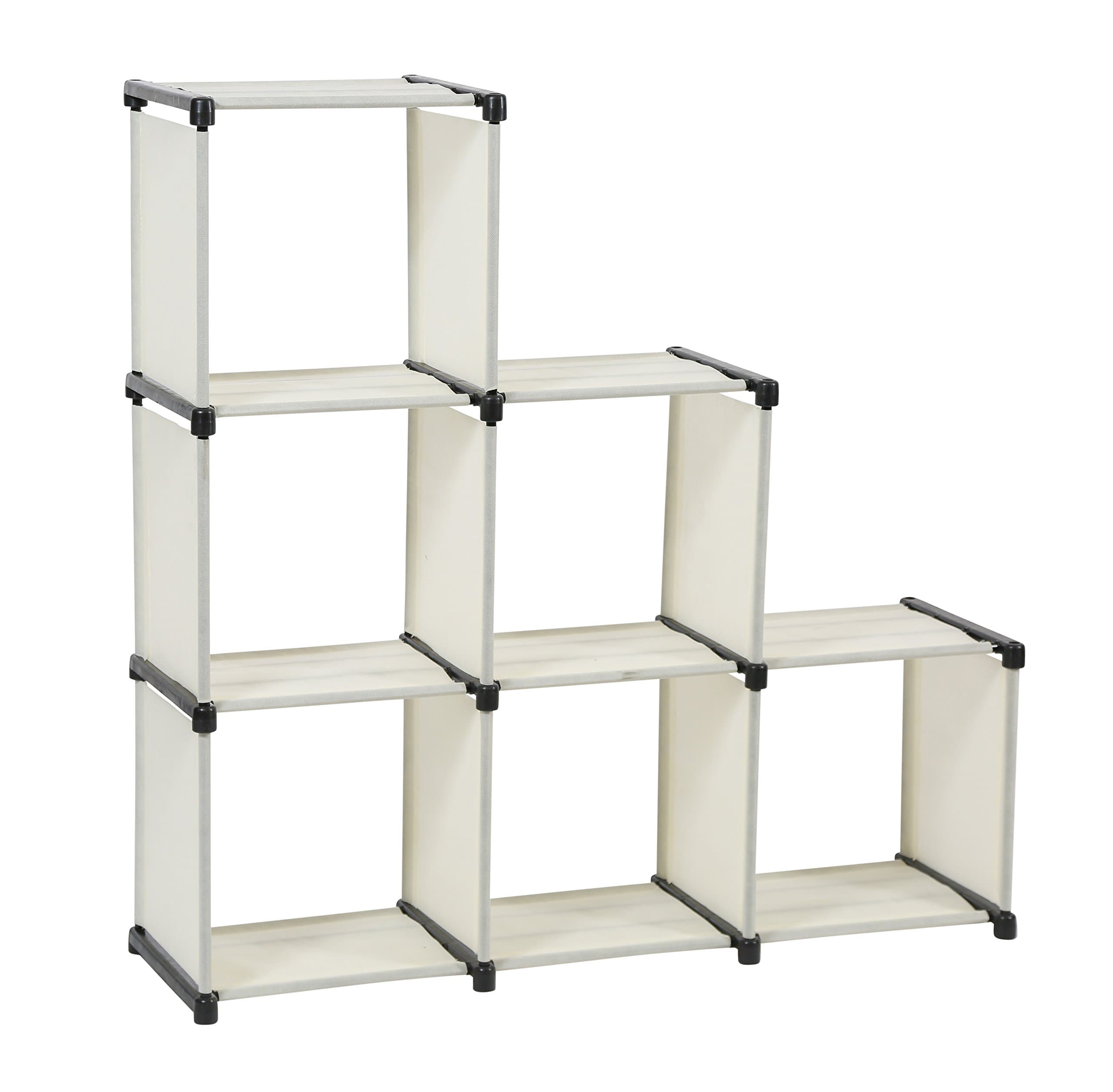 ClosetMate Beautiful DIY Foldable 3-tier Storage Cube Closet Organizer Shelf for 6-cubes - Beige (Cube Holder Organization)