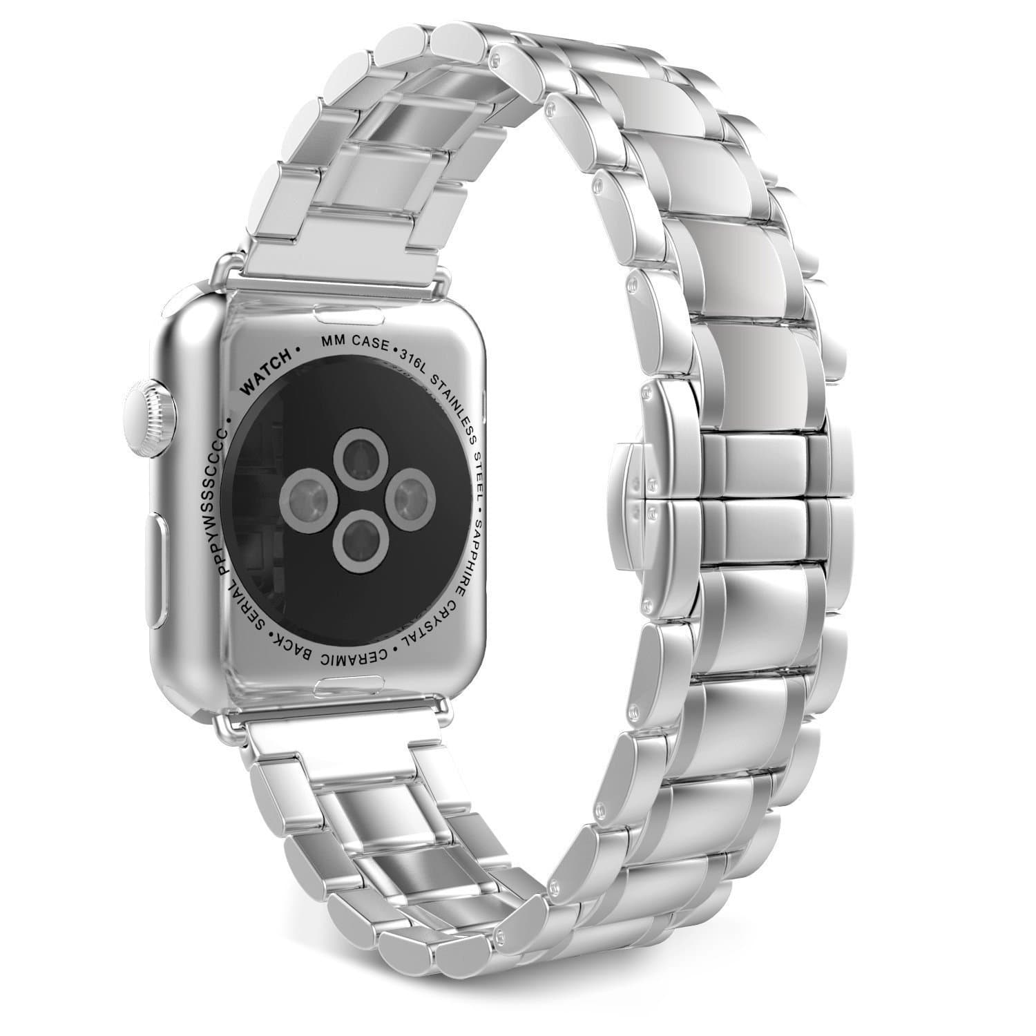 Seinit Stainless Steel Watch Band Replacement Strap Compatible with Apple Watch Series 6/5/4/3/2/1 40mm/38mm, Silver