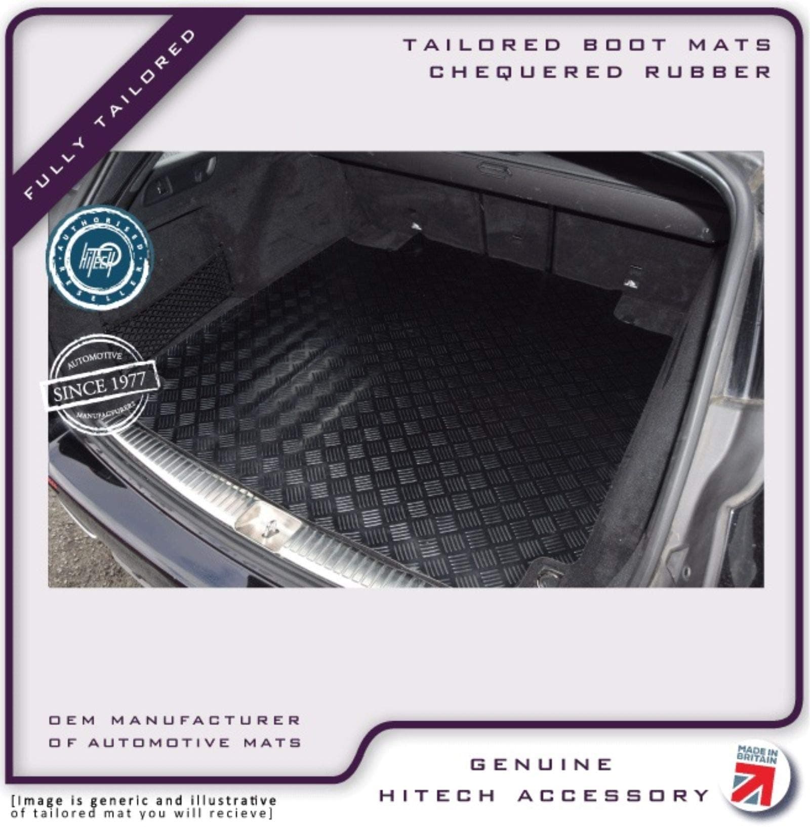 Hitech Chequered Rubber Dog/Golf/Pets Car Boot Liner Mat to fit - Mercedes E Class S212 2009-2016