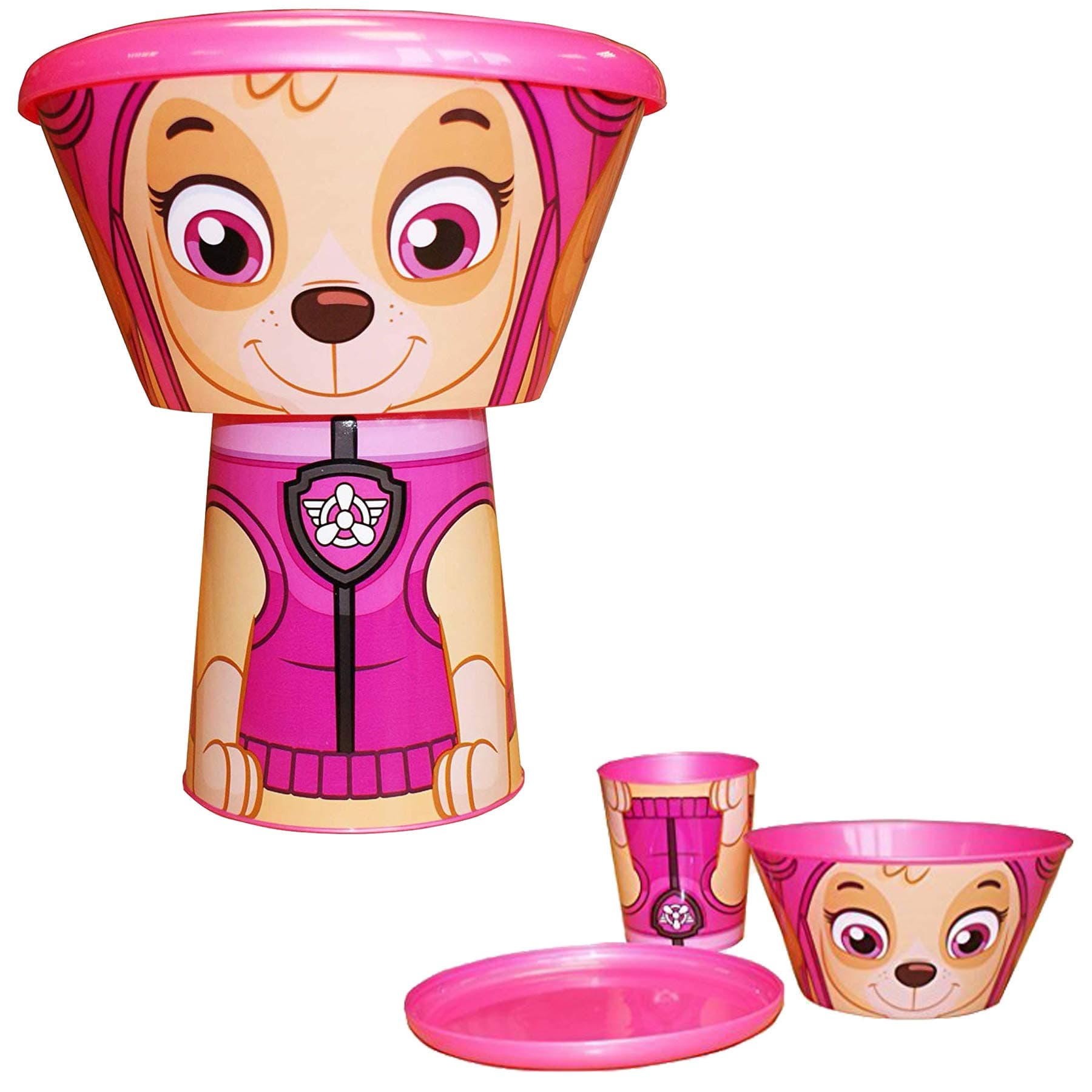 Kids 3 Piece Stacking Meal Set Cup Bowl Plate - Paw Patrol Skye 7776