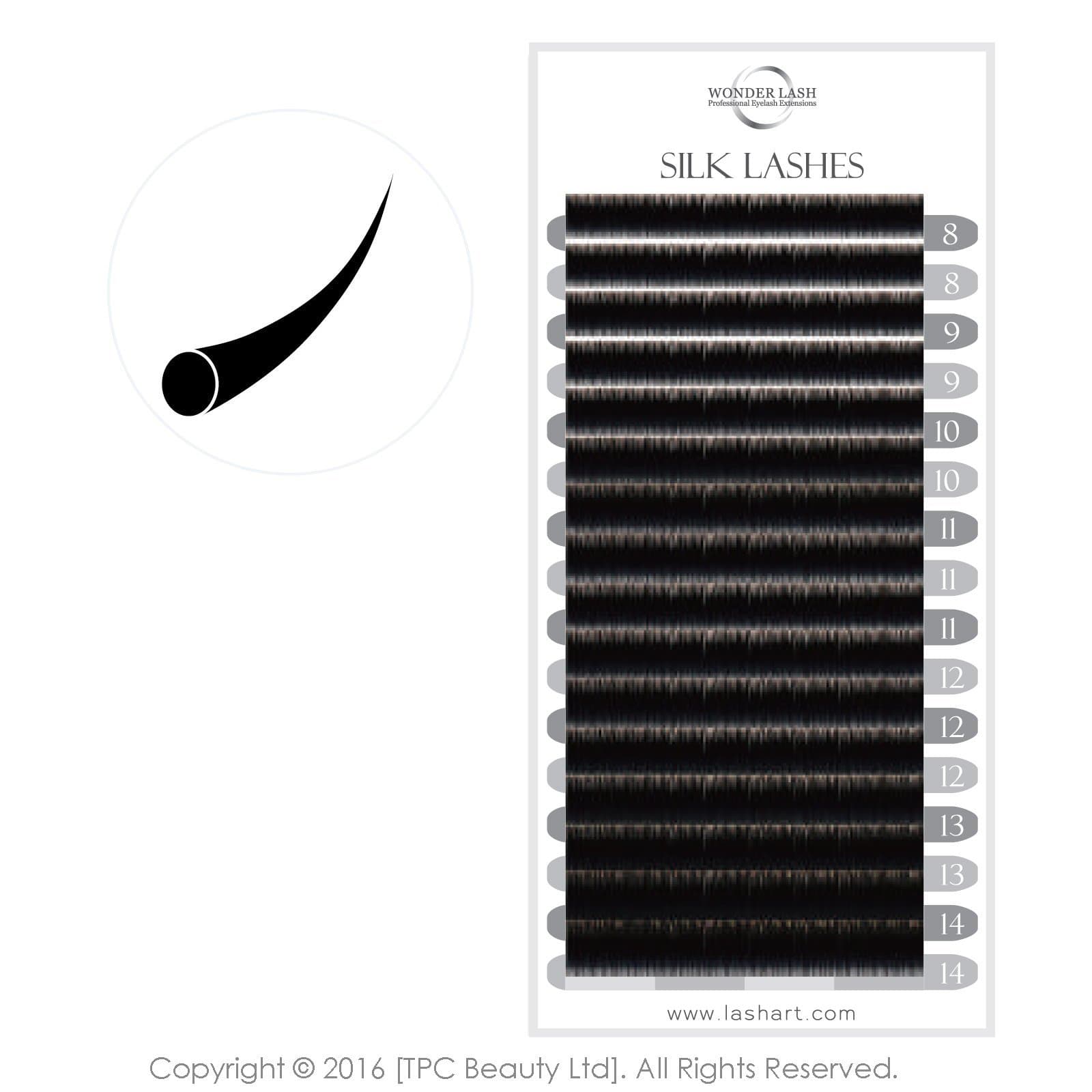 Classic Eyelash Extensions Silk Individual Semi Permanent Lashes C Curl Mixed Length (0.20 MIX)