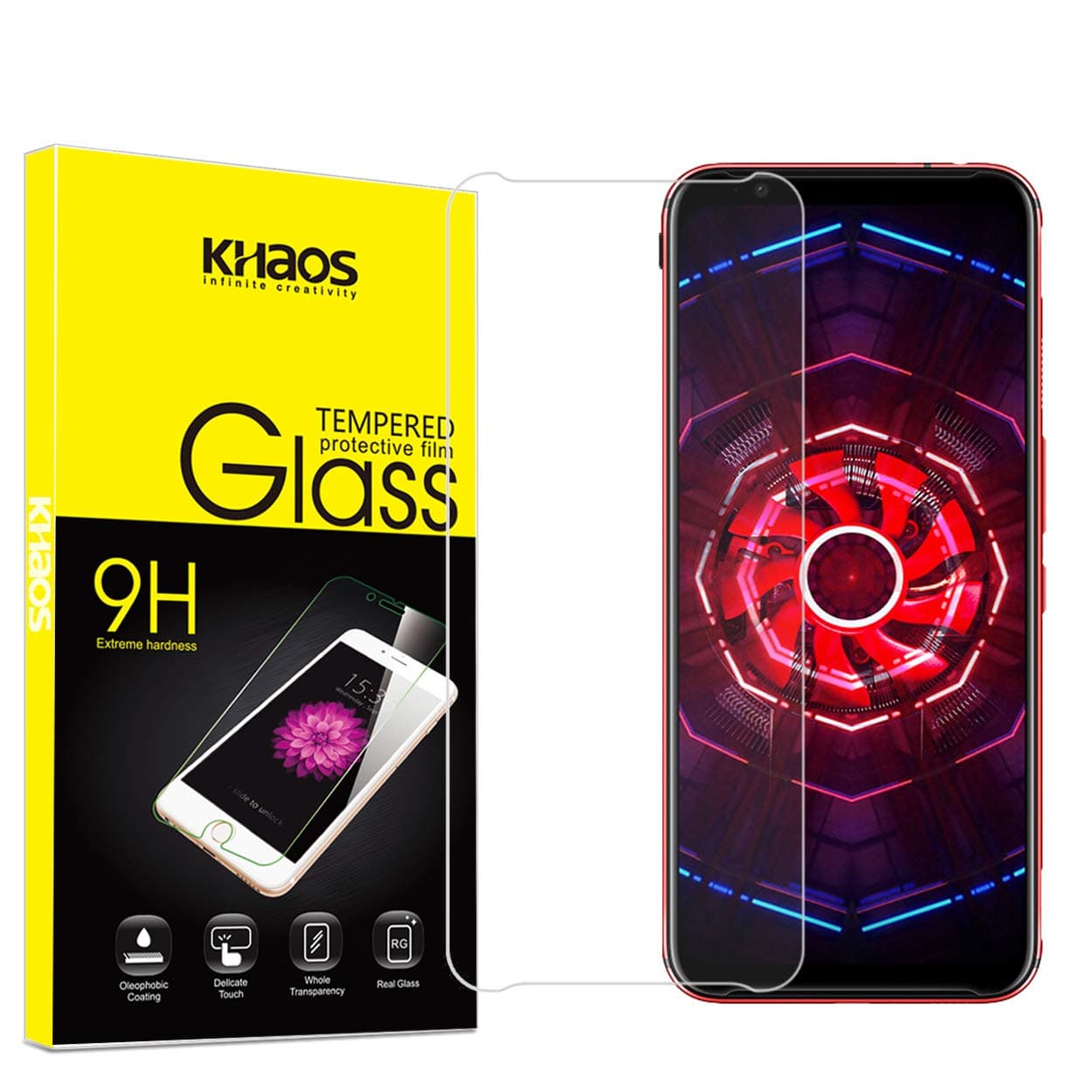 Khaos Screen Protector for ZTE Nubia Red Magic 3s, Anti Scratch, Bubble Free Tempered Glass Screen Protector