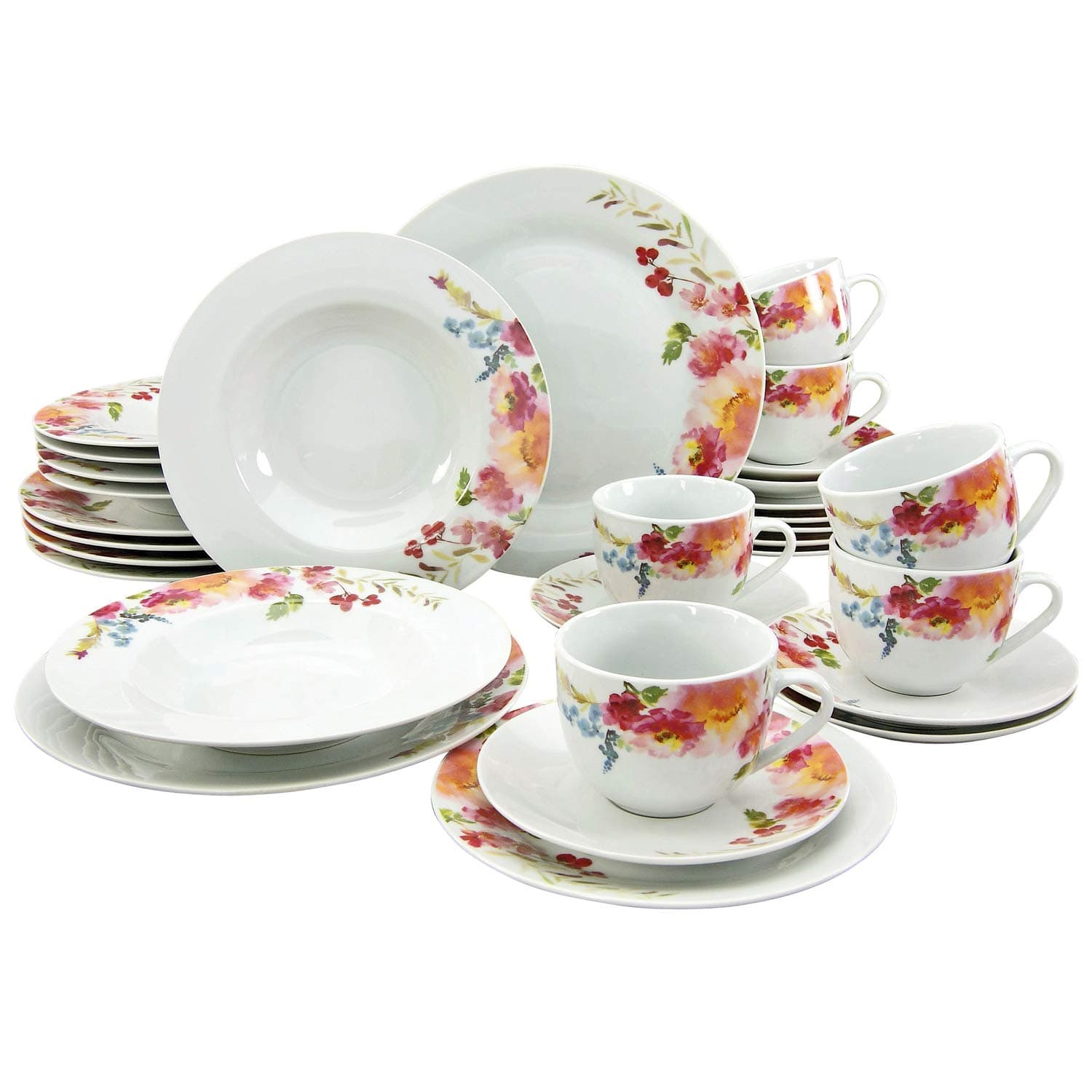 CreaTable, 20483, Series Flower Dreams, Dinnerware Set, Combination Service 30 Pieces, Porcelain