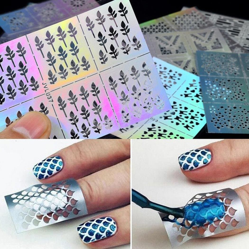 Reusable Nail Sticker Template Hollow Stencils Manicure Art Tool