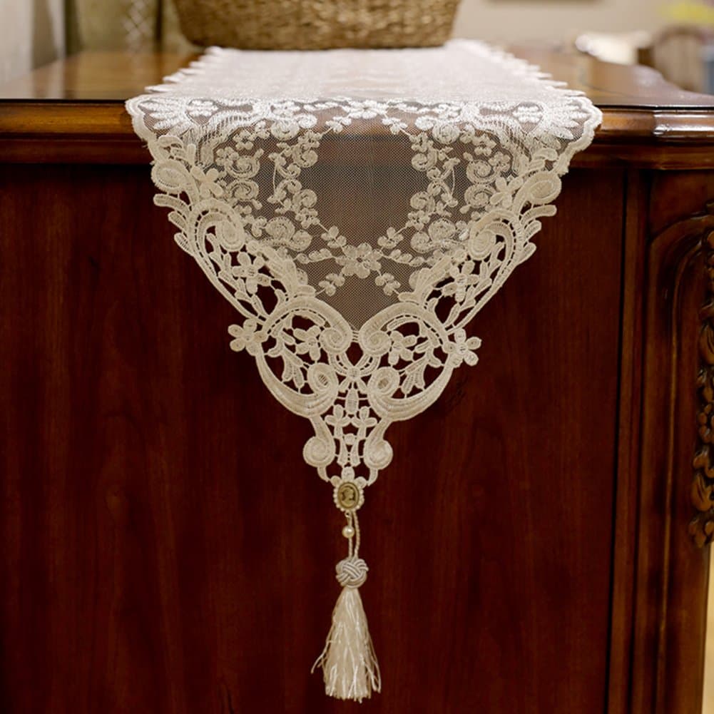 table runner lace embellished&embroidered romantic table flags hollow net yarn table runner embroidered tea table tablecloth -B 30x250cm(12x98inch)